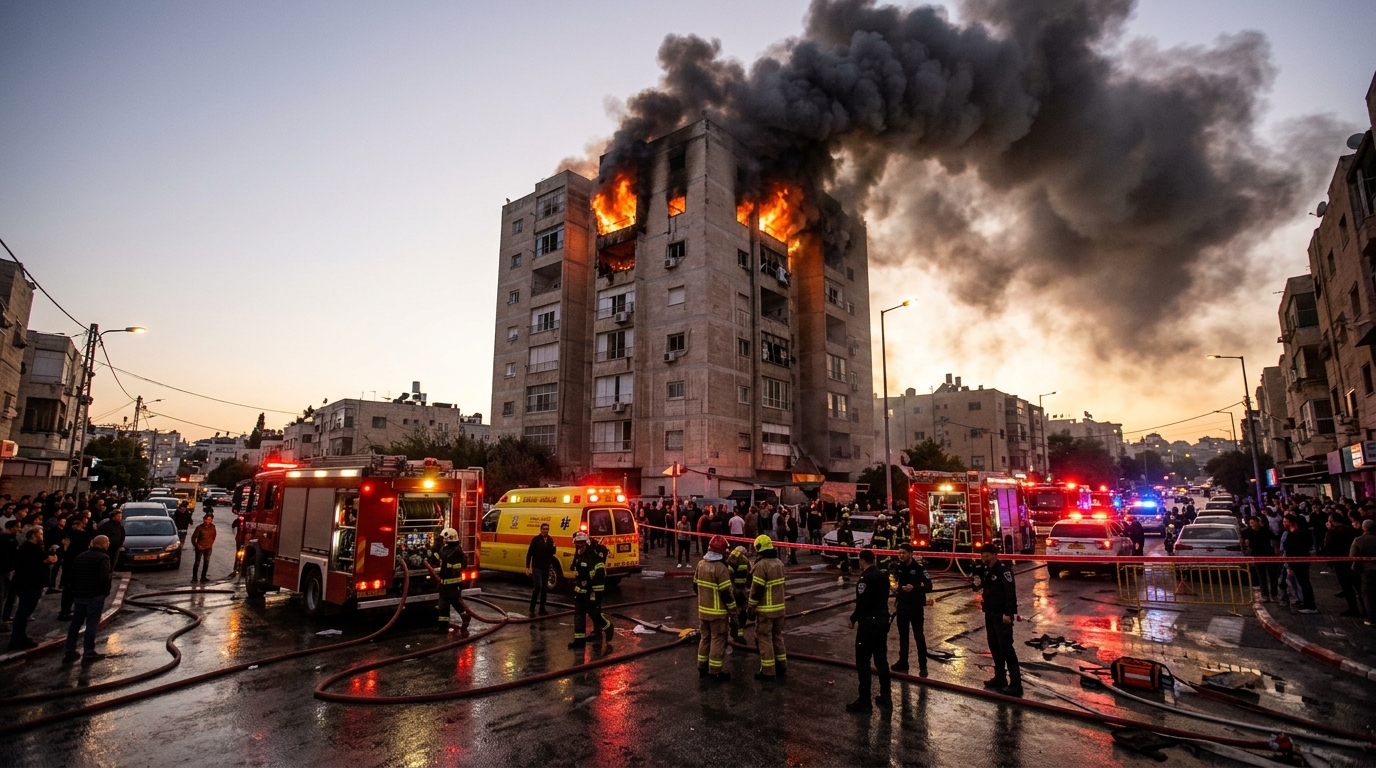 שריפת ענק בבית חנינא: שמונה נפצעו, בהם אישה במצב קשה