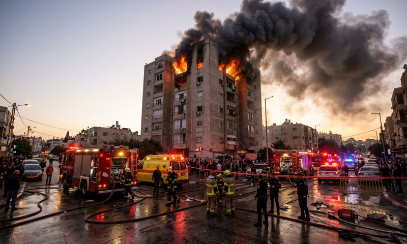 שריפת ענק בבית חנינא: שמונה נפצעו, בהם אישה במצב קשה