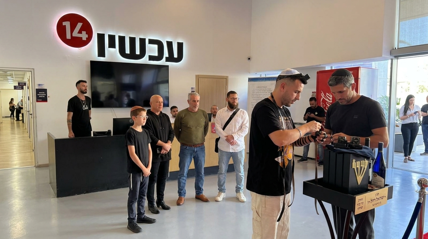 עמדת תפילין קבועה הוצבה בלובי ערוץ 14