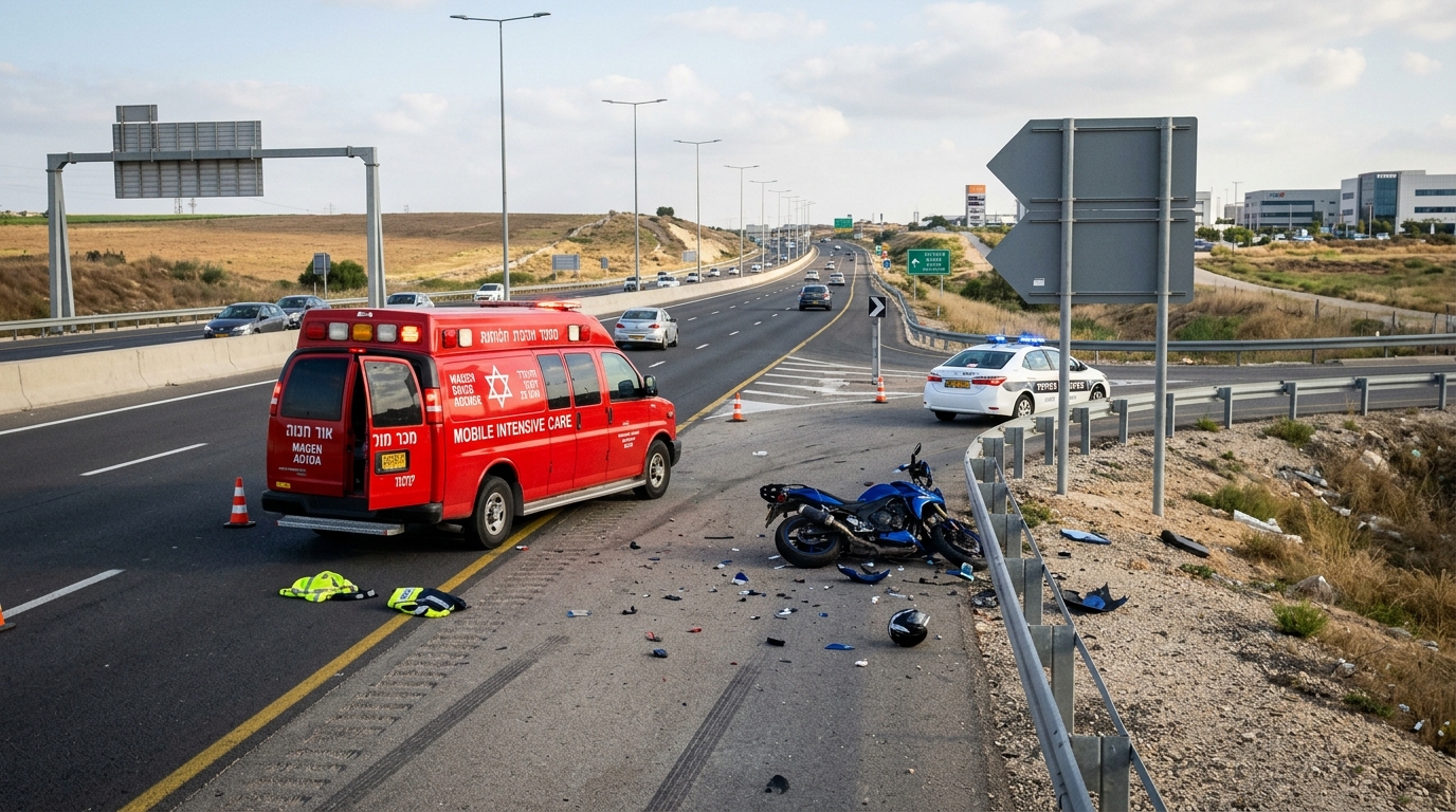רוכב אופנוע נפצע קשה בתאונה בכביש 431, שישה קל