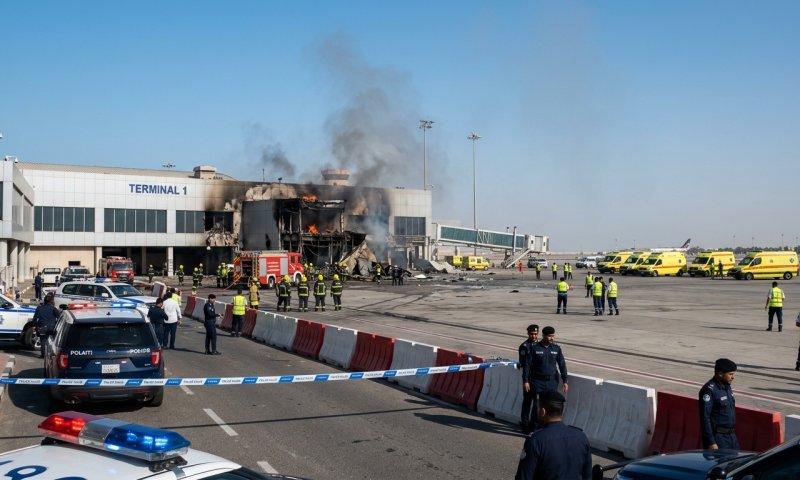 כטב"ם איראני פגע בנמל התעופה של כווית: הרוג אחד ו-63 פצועים