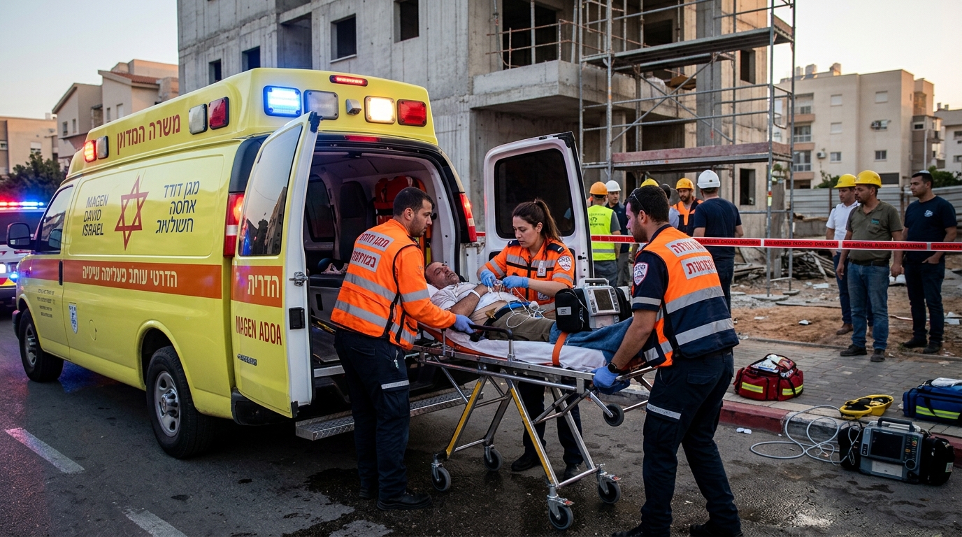 גבר בן 31 נפל מגובה בקריית גת, מצבו קשה