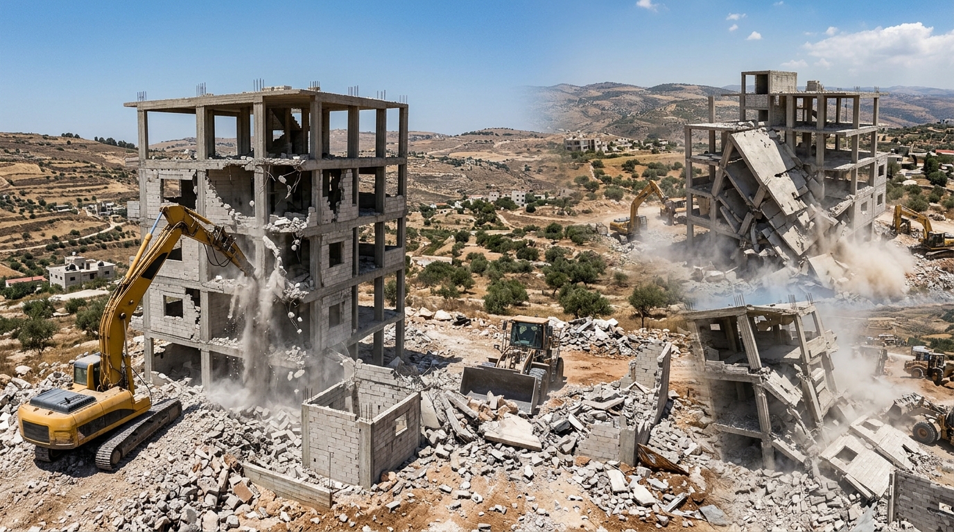 בהנחיית סמוטריץ': כוחות הביטחון הרסו מבני ענק פלסטיניים בשומרון
