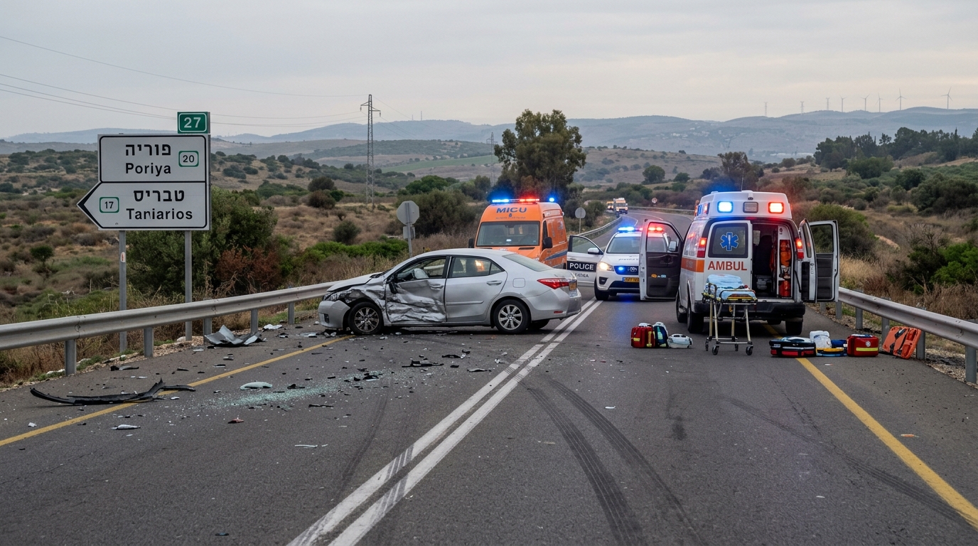 גבר בן 27 נפצע קשה בתאונה בצומת פוריה בכביש 77