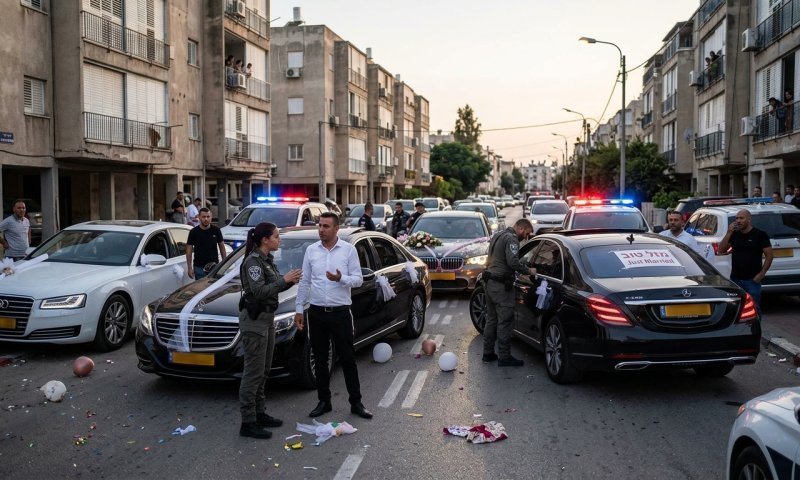 שיירת חתונה השתוללה בלוד: החתן עוכב, רכבי יוקרה הורדו מהכביש