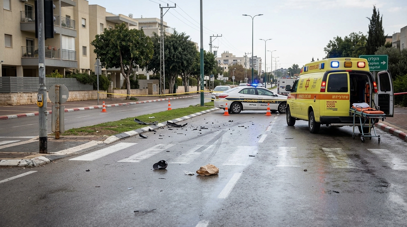 הולך רגל בן 53 נפגע מרכב בנס ציונה ופונה לבית החולים קפלן