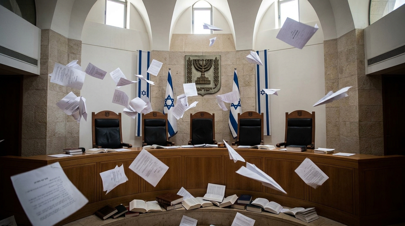 עיתון "הדרך" פרסם קריקטורה חריפה: שופטי העליון עושים עפיפונים מחוקי הכנסת