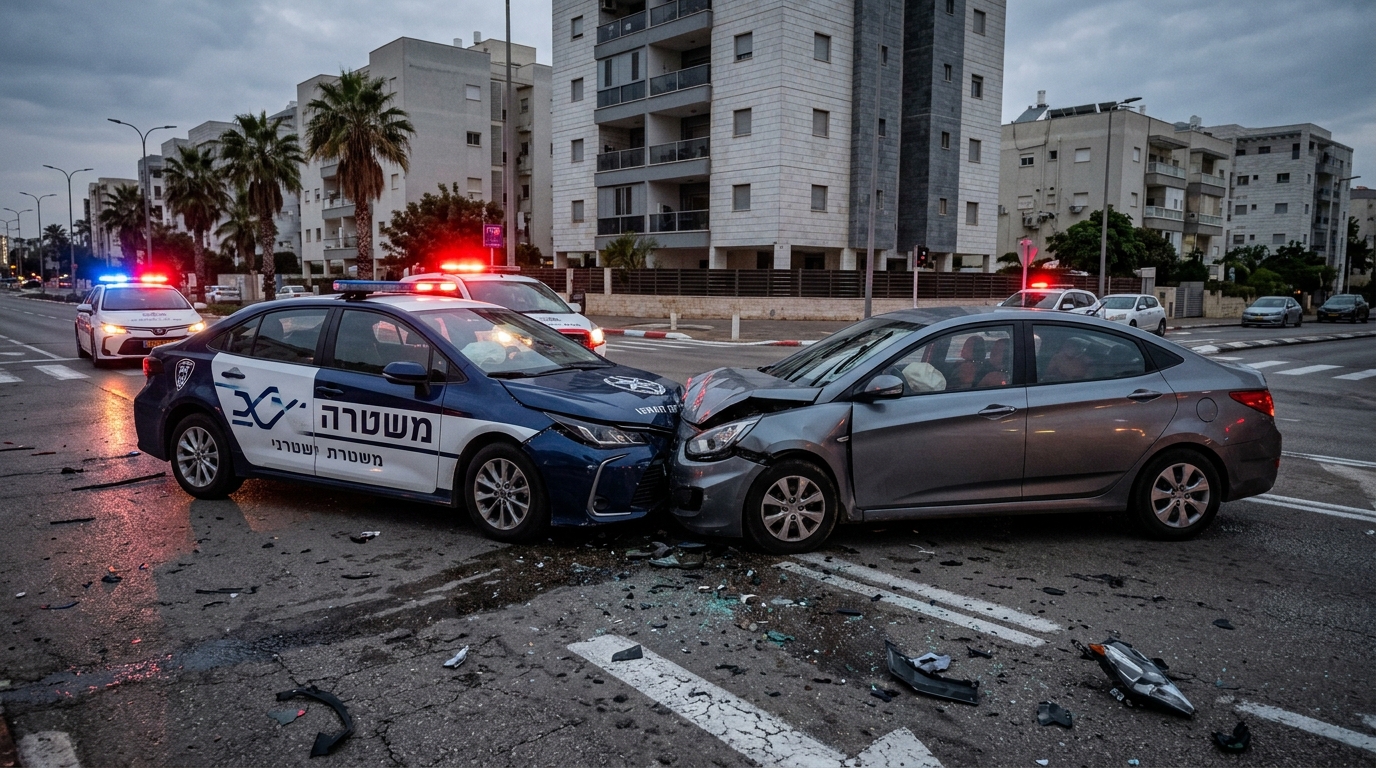 שוטר נפצע בינוני בנתניה אחרי שנהג סירב לעצור והתנגש בניידת