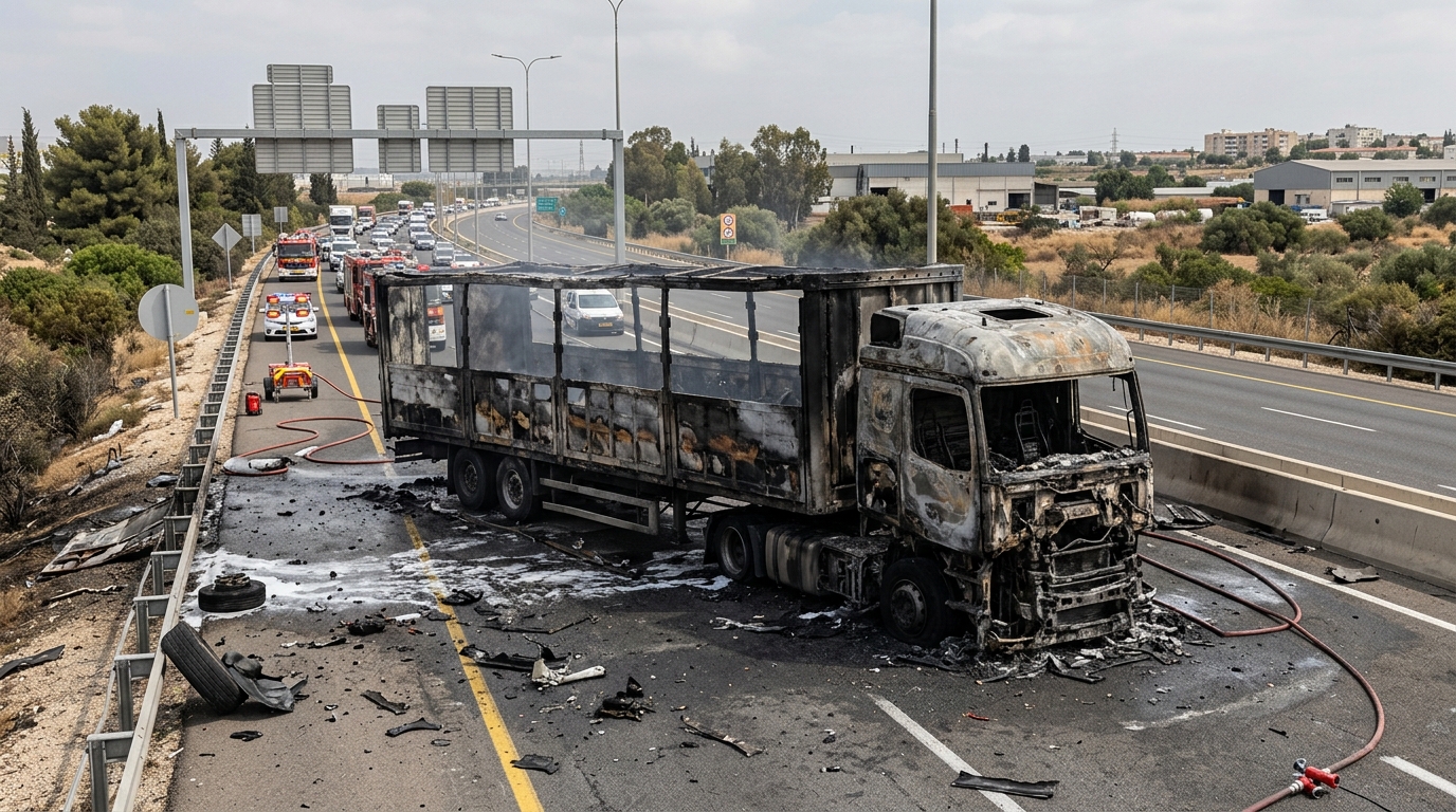 נהג משאית נהרג בתאונה קשה בכביש 4 ליד מחלף גהה