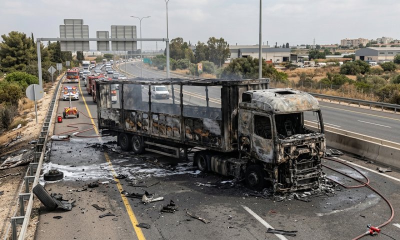 נהג משאית נהרג בתאונה קשה בכביש 4 ליד מחלף גהה