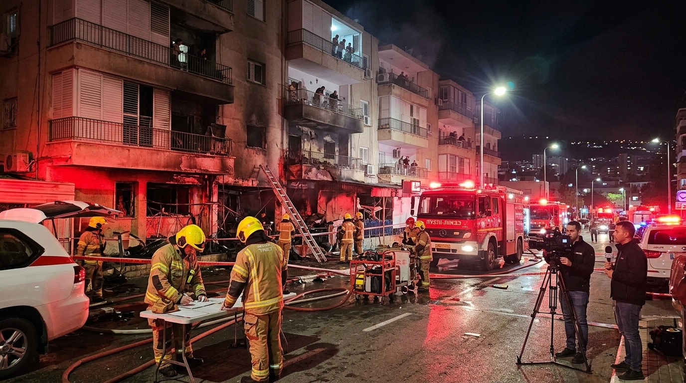 אישה בת 50 חולצה מבניין בוער בחיפה, מצבה בינוני