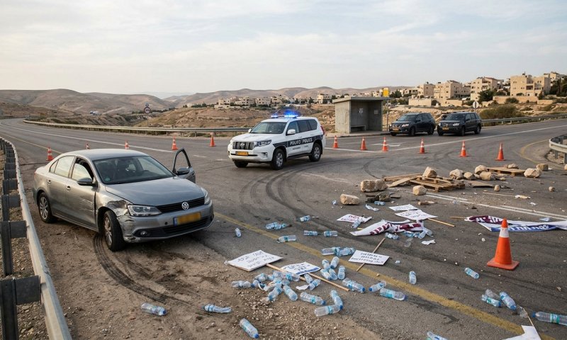 חשד לפיגוע בצומת מצפה יריחו: רכב דרס מפגין ונמלט