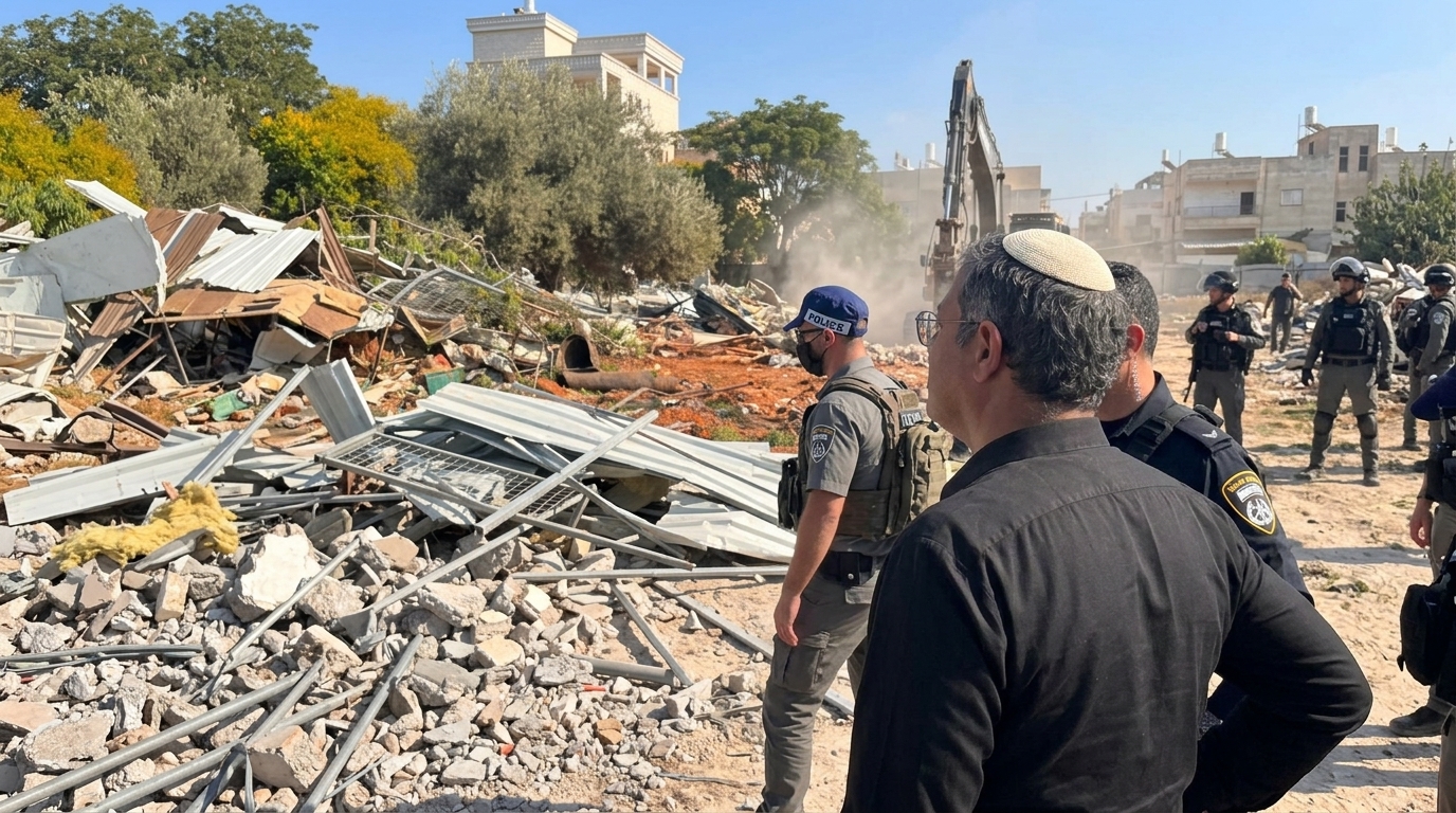 בן גביר חגג את הריסת המבנה הבלתי חוקי ה-10,000 ברמלה