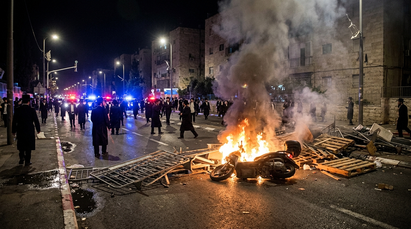 חרדים קיצוניים הציתו אש וחסמו את ציר בר-אילן בירושלים