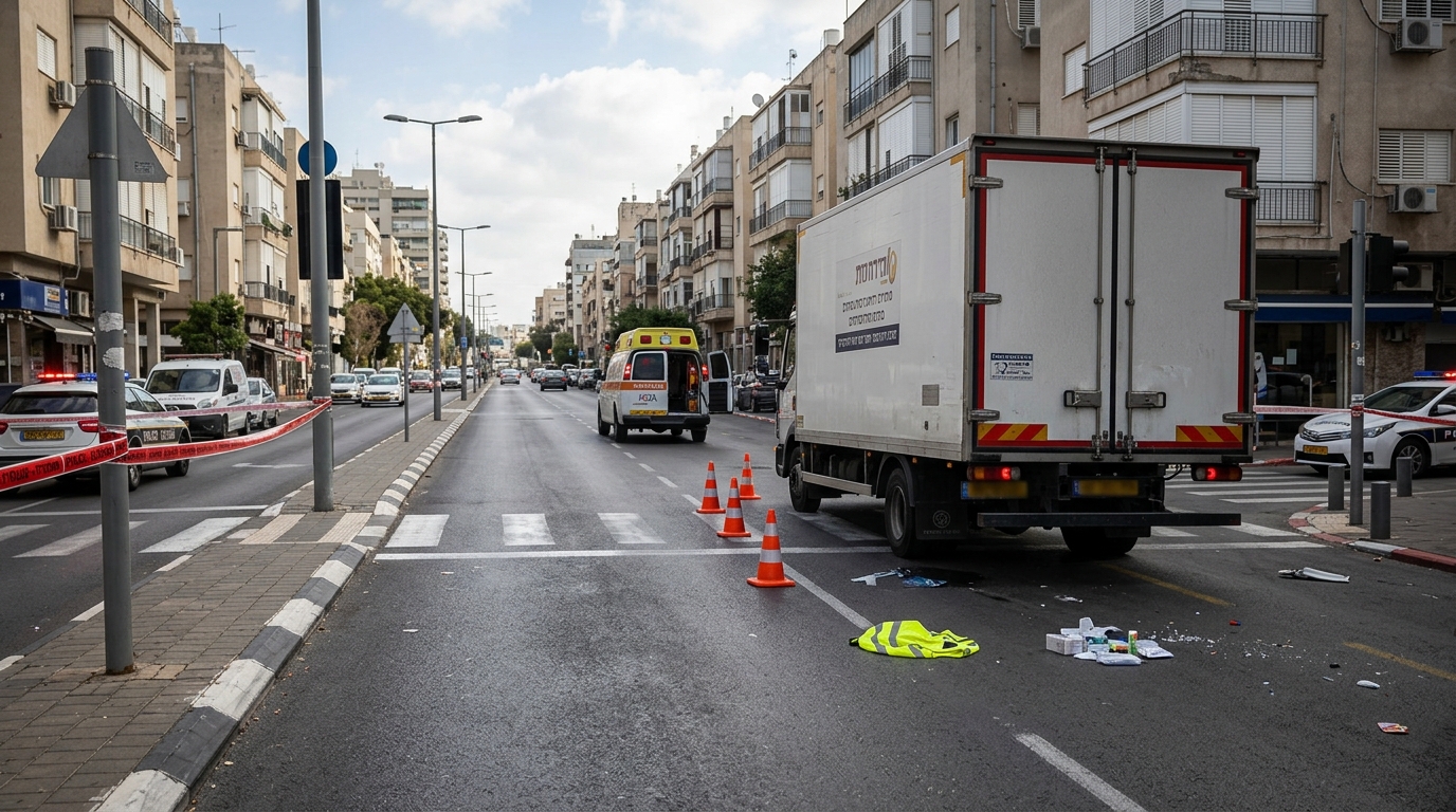 הולך רגל נפגע קשה ממשאית בתל אביב ופונה לאיכילוב