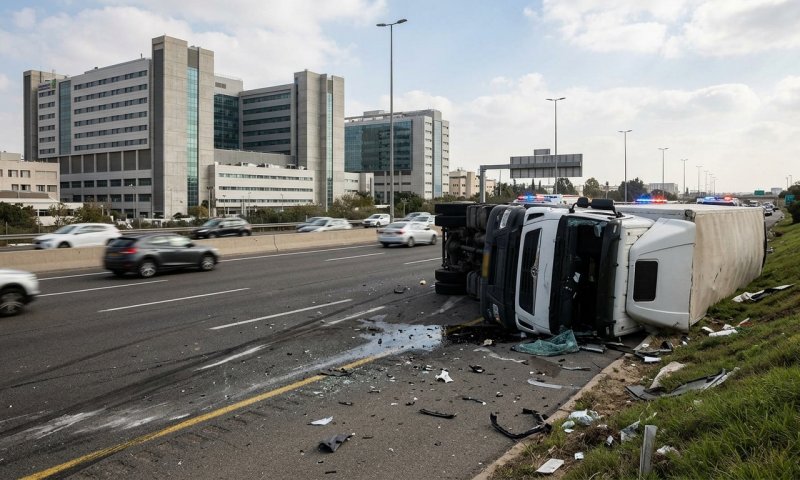 אישה בת 74 נפצעה קשה בתאונה בין רכב למשאית בכביש 5
