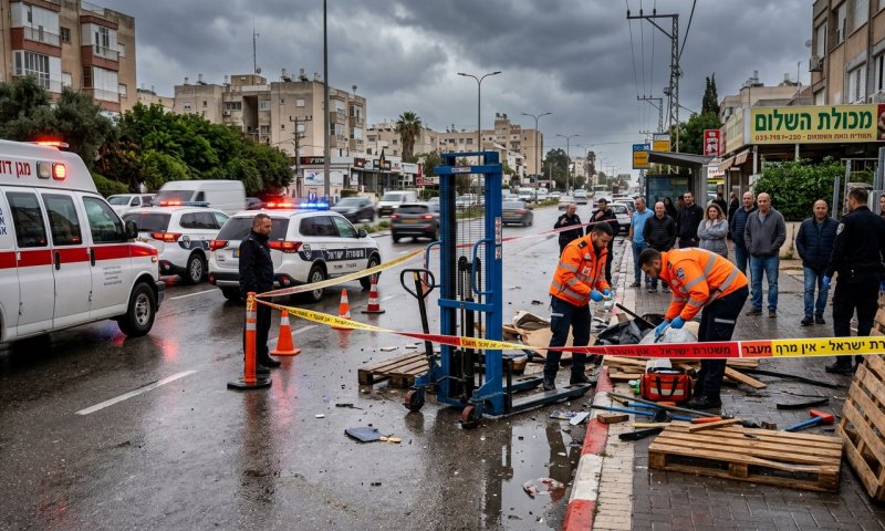 עובר אורח בנתניה נהרג לאחר שנפגע ממלגזה ידנית ברחוב