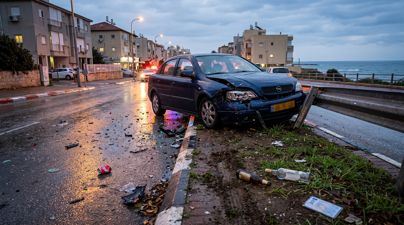 נהג שיכור נעצר בנהריה אחרי שפגע ברכב חונה