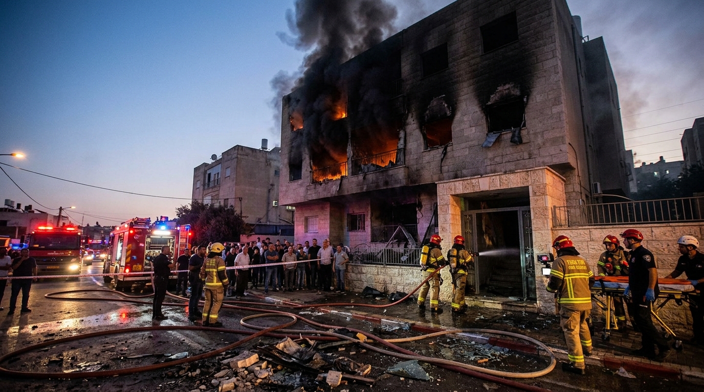 שריפה בטייבה: שני ילדים ואישה פונו במצב קשה