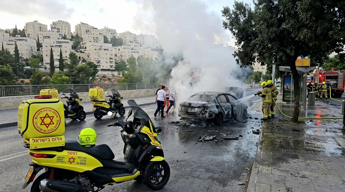 רכב התפוצץ בארמון הנציב בירושלים, שני בני אדם נפצעו