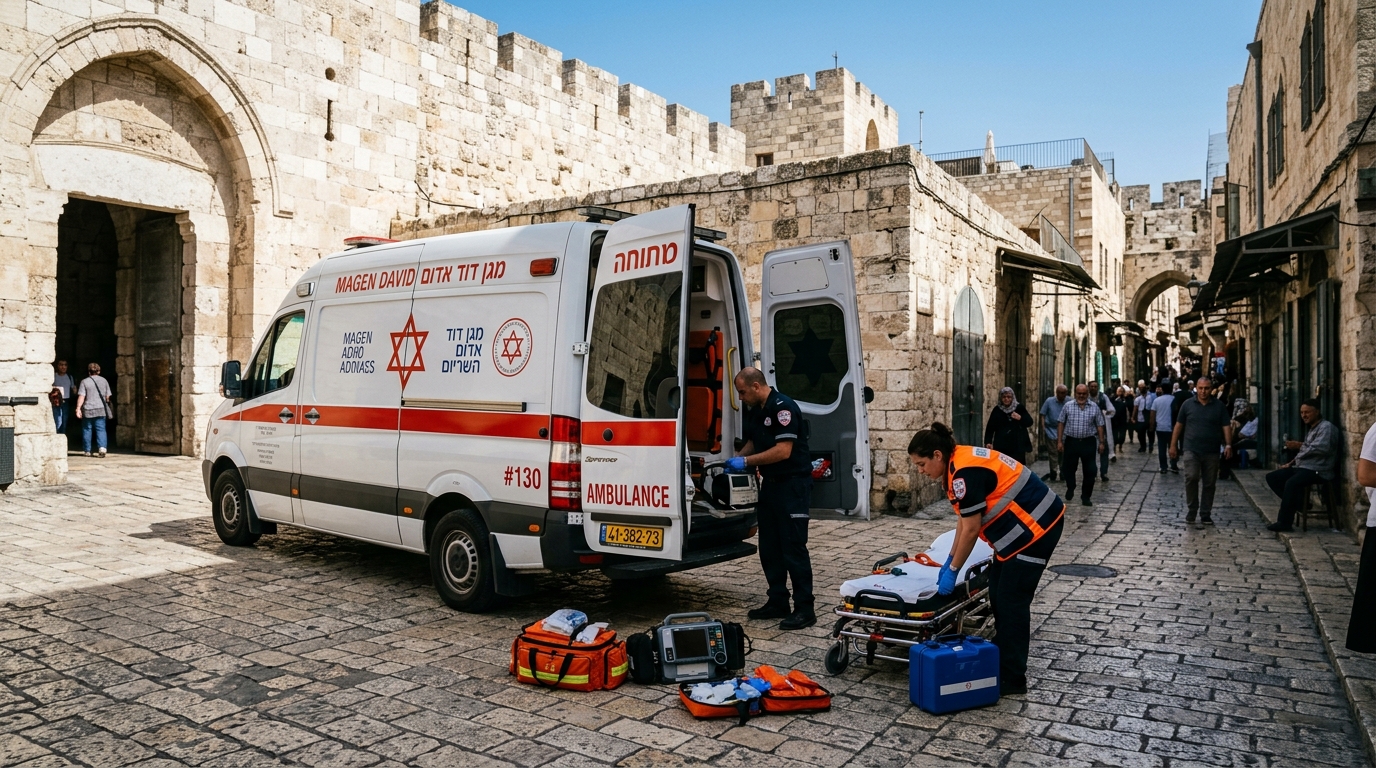 אישה בת 90 נחנקה מאוכל בעיר העתיקה בירושלים ופונתה במצב קשה