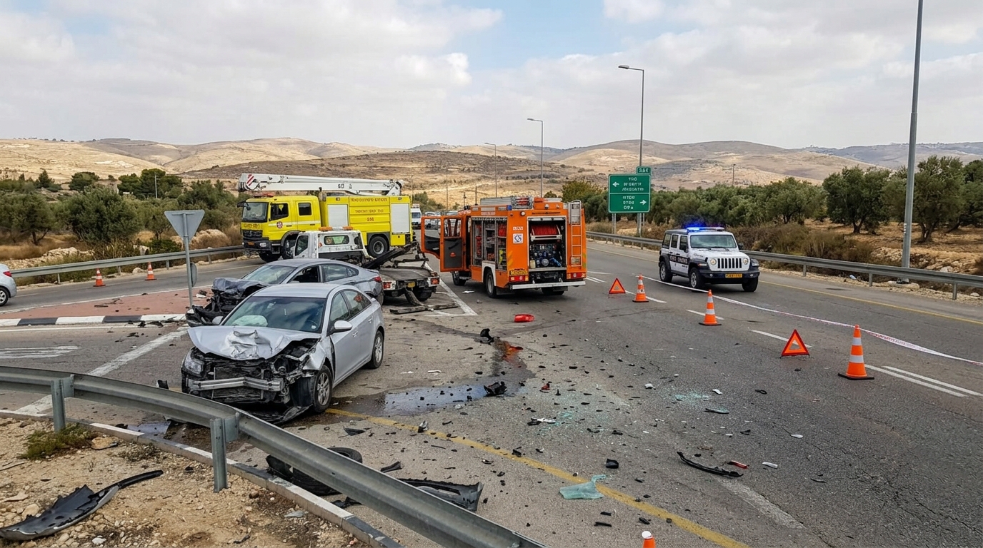 צעיר נהרג בהתנגשות אוטובוס ורכב בכביש 458 בבנימין