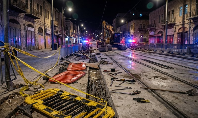חרדים קיצוניים חסמו את מסילת הרכבת הקלה בירושלים