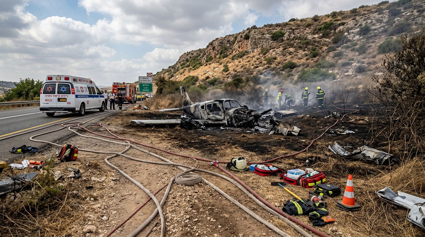 מטוס קל התרסק ליד כפר קרע: נוסע נהרג ונוסע נוסף נפצע