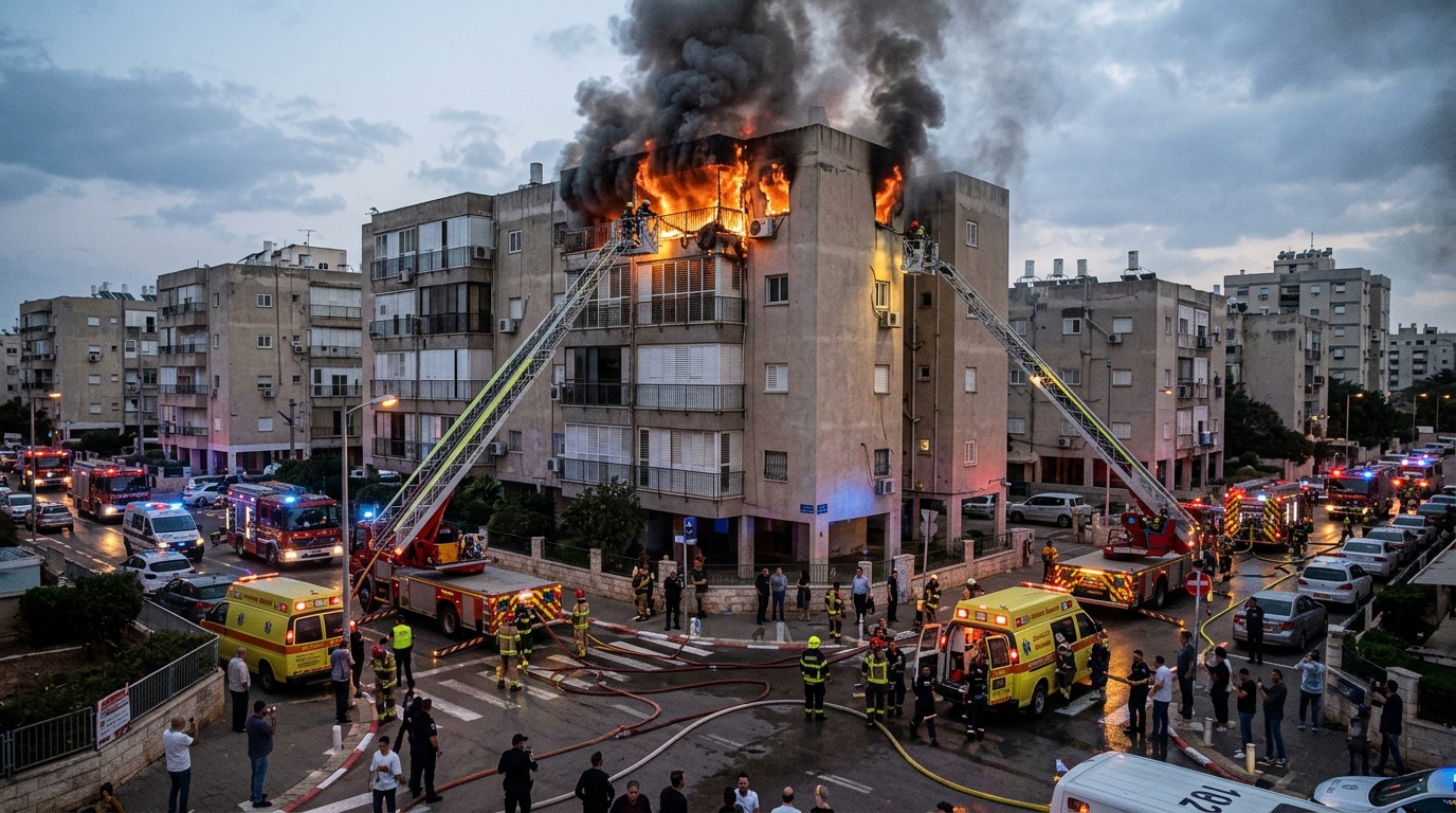 שריפה בנתניה: אם ושני ילדיה חולצו מדירה בוערת בבניין 8 קומות
