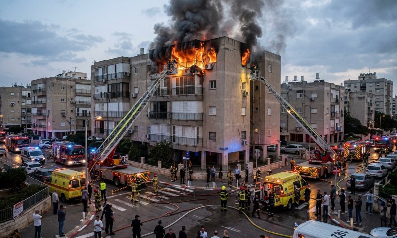 שריפה בנתניה: אם ושני ילדיה חולצו מדירה בוערת בבניין 8 קומות