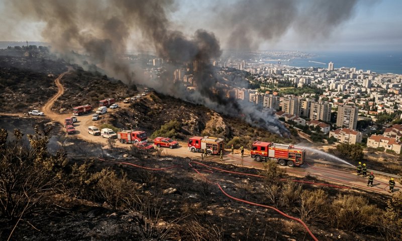 כבאים בלמו שרפה בחיפה לפני שהגיעה לבתים
