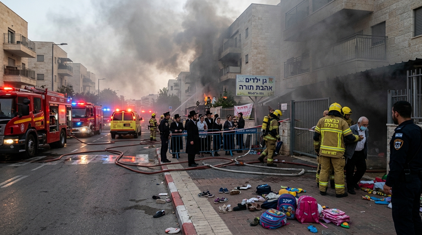 שריפה במודיעין עילית: ילד נעדר בפינוי גן ילדים - ואותר בשלום