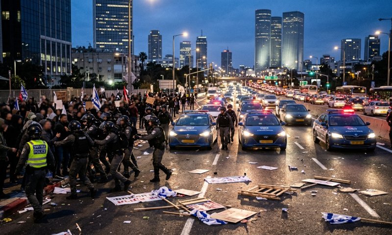 9 עצורים בעימותים בתל אביב: מפגינים חסמו את רחוב קפלן