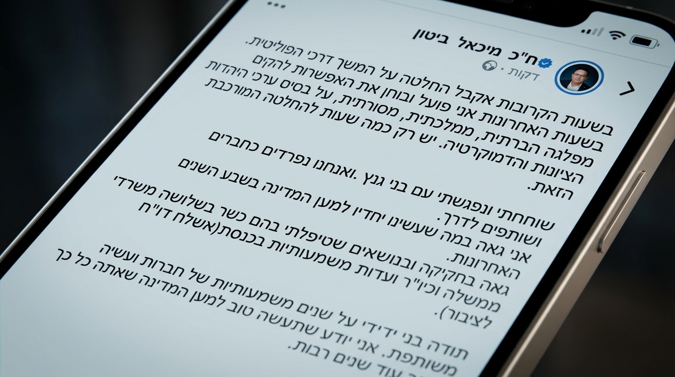 מכה לגנץ: מיכאל ביטון עוזב את כחול לבן
