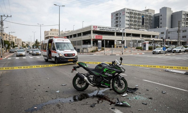 רוכב אופנוע כבן 25 נפצע קשה בחיפה לאחר שהחליק