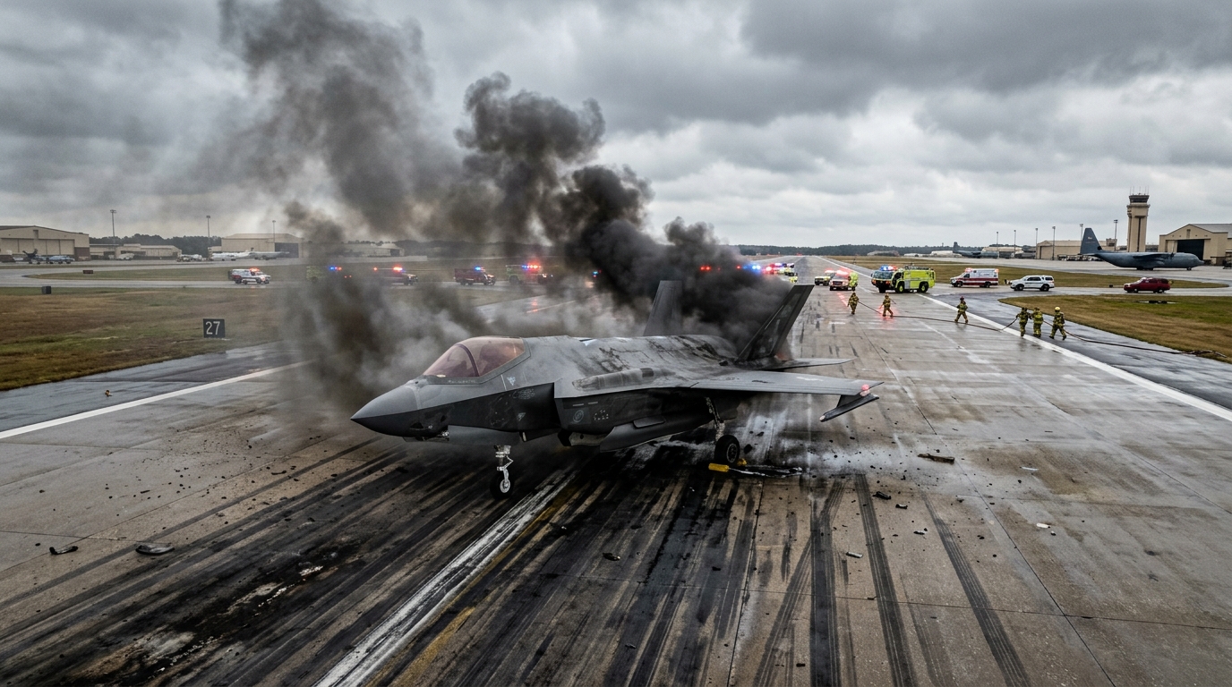 F-16 יווני עלה באש אחרי נחיתת חירום בשדה תעופה אזרחי
