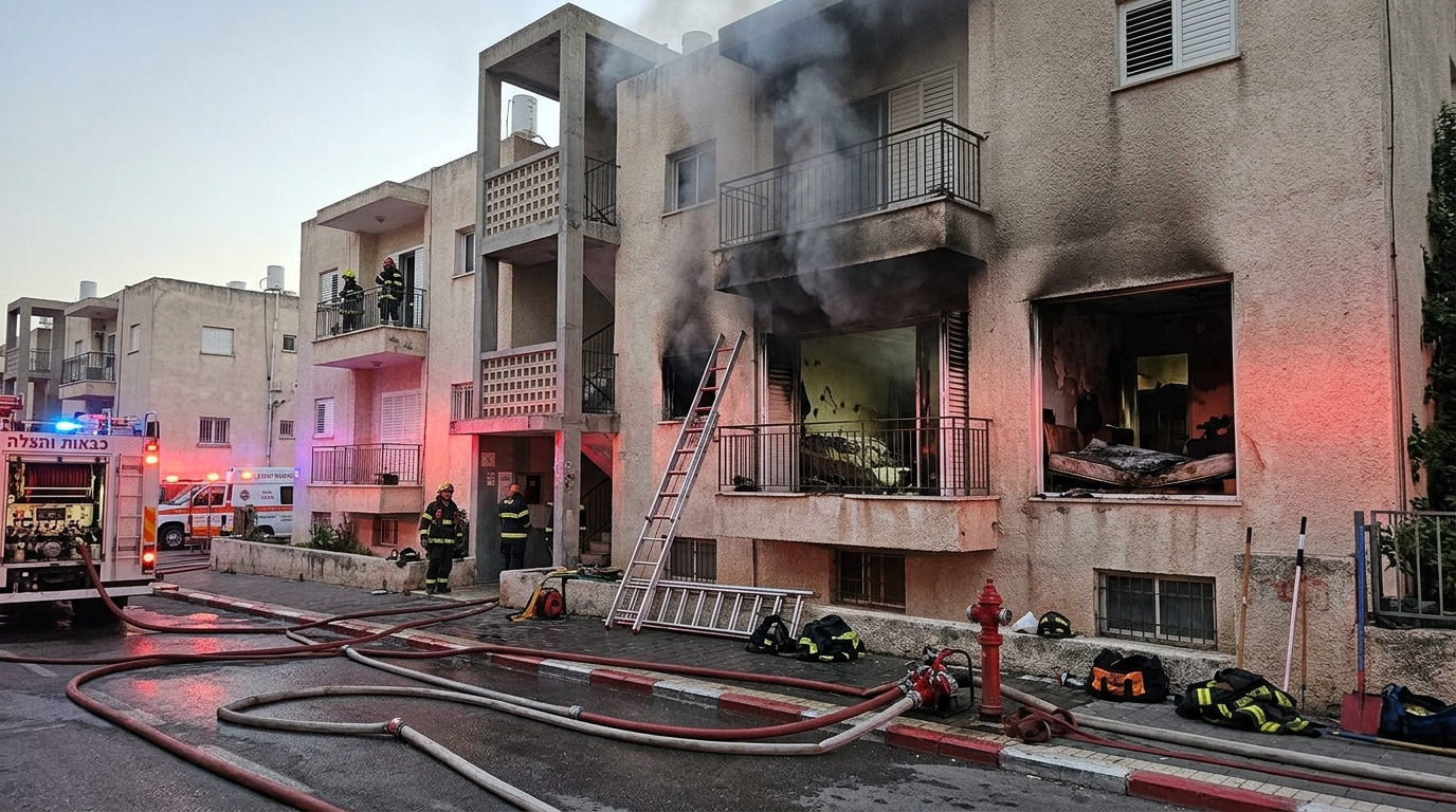 שרפה בדירה בטירת כרמל: ארבעה נפגעו, אחד בינוני
