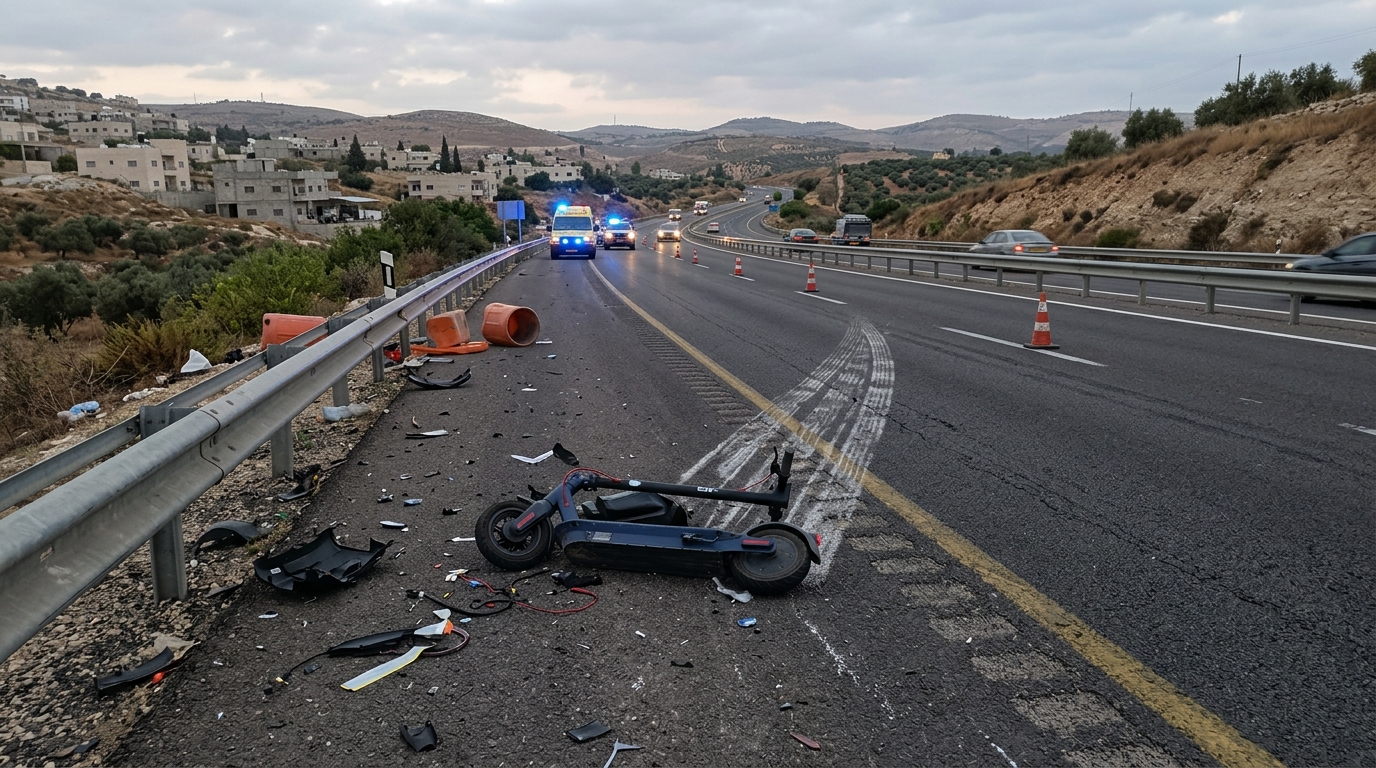 נער בן 14 נפגע קשה מרכב בכביש 65 בואדי עארה - רכב על קורקינט חשמלי