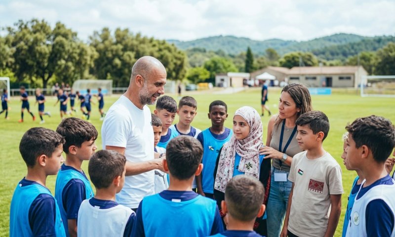 גווארדיולה אירח ילדים פלסטינים במחנה הכדורגל שלו בקטלוניה