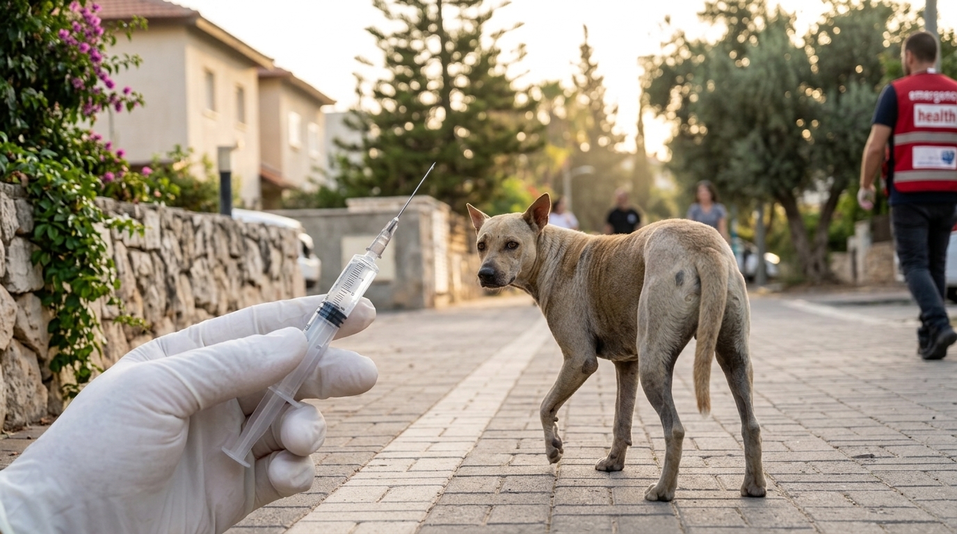 כלבת בנווה צוף: כלבה נגועה אותרה, ארבעה קיבלו טיפול מונע