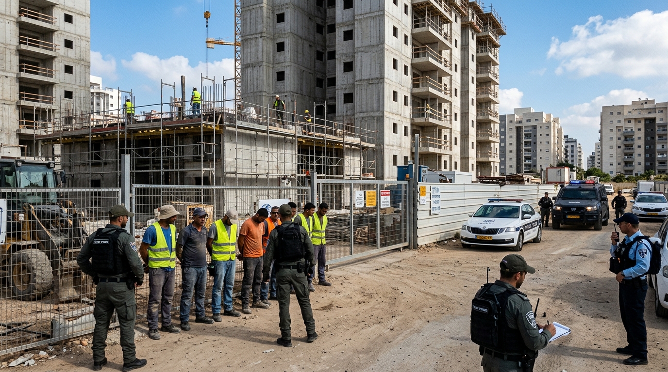 43 שוהים בלתי חוקיים נתפסו באתר בנייה בקריית אונו