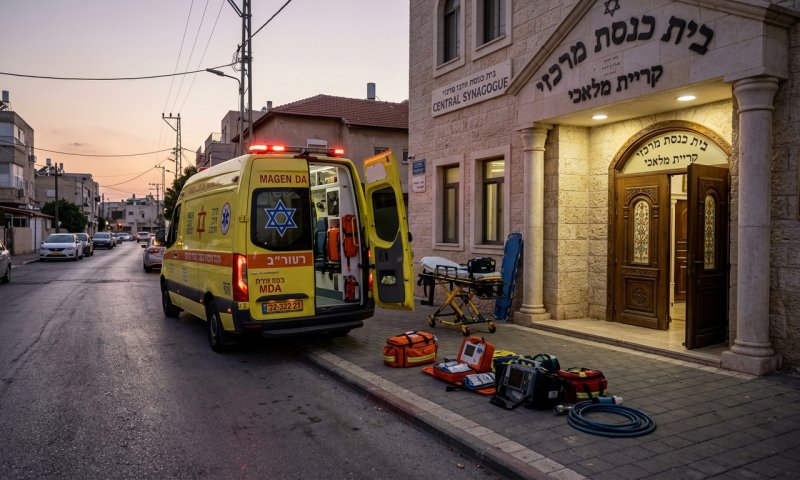 גבר בן 62 קרס בדום לב בתפילה בקריית מלאכי - הוחייה בשוק חשמלי ופונה בהכרה מלאה