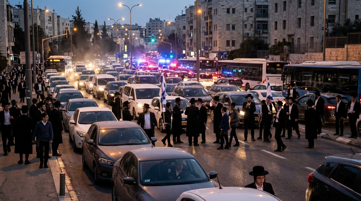 חסידות גור יוצאת לשיירת ענק: אלפי רכבים לכיוון כלא 10 נגד מעצר בני ישיבות