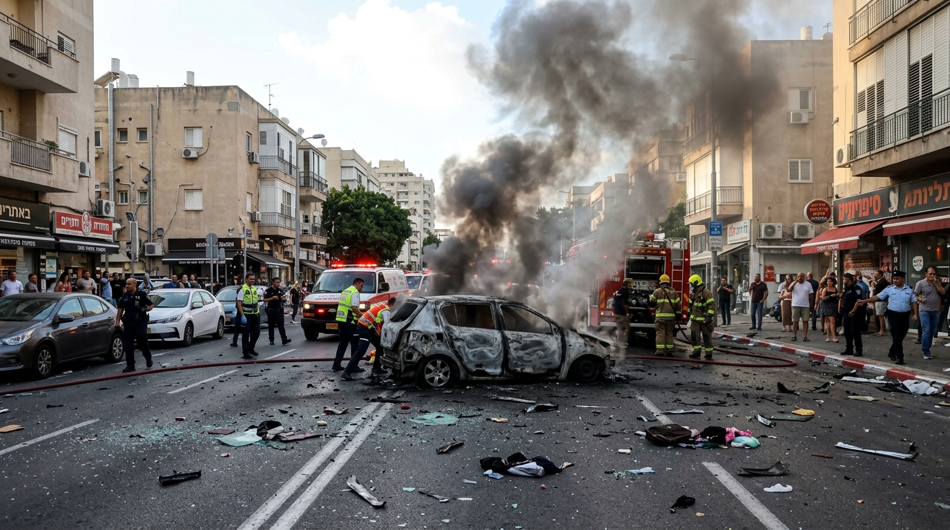 רכב התפוצץ בתל אביב - אדם מחוסר הכרה אותר במקום