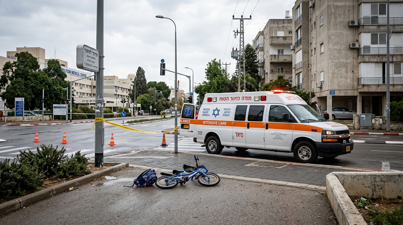 ילד בן 9 נפגע מרכב בחולון ופונה לבית החולים במצב בינוני