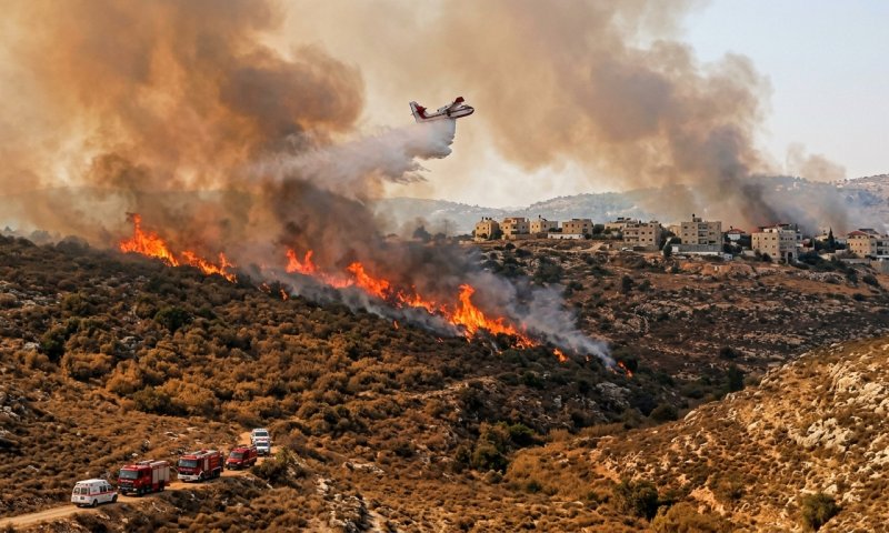 שריפה ענקית בדרום הר חברון מאיימת על בתי אפקה
