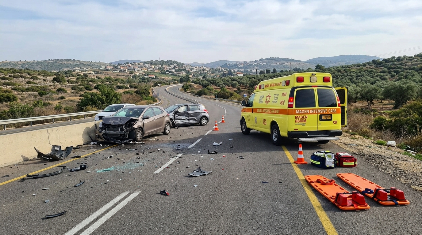 חמישה נפצעו בתאונה בכביש 806 ליד עילבון