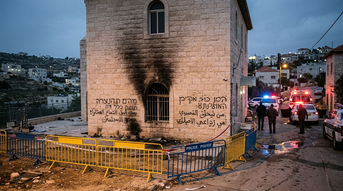 מסגד הוצת בשומרון, ואיומי רצח רוססו על הקירות