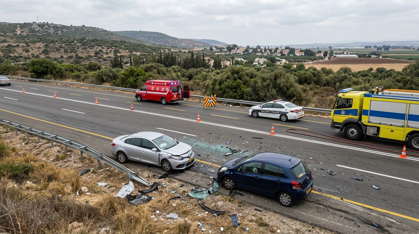 שני פצועים בתאונת דרכים בכביש 4 ליד עין כרמל