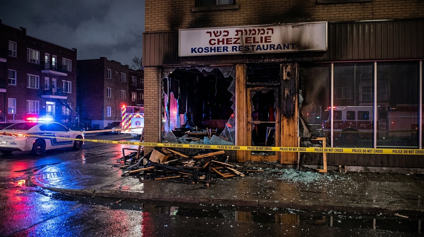 מסעדה כשרה במונטריאול נשרפה כליל, המשטרה חושדת בהצתה מכוונת